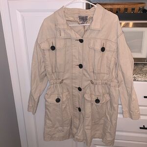 ASOS Khaki Long Sleeved Utility Jacket Button Up Size 6